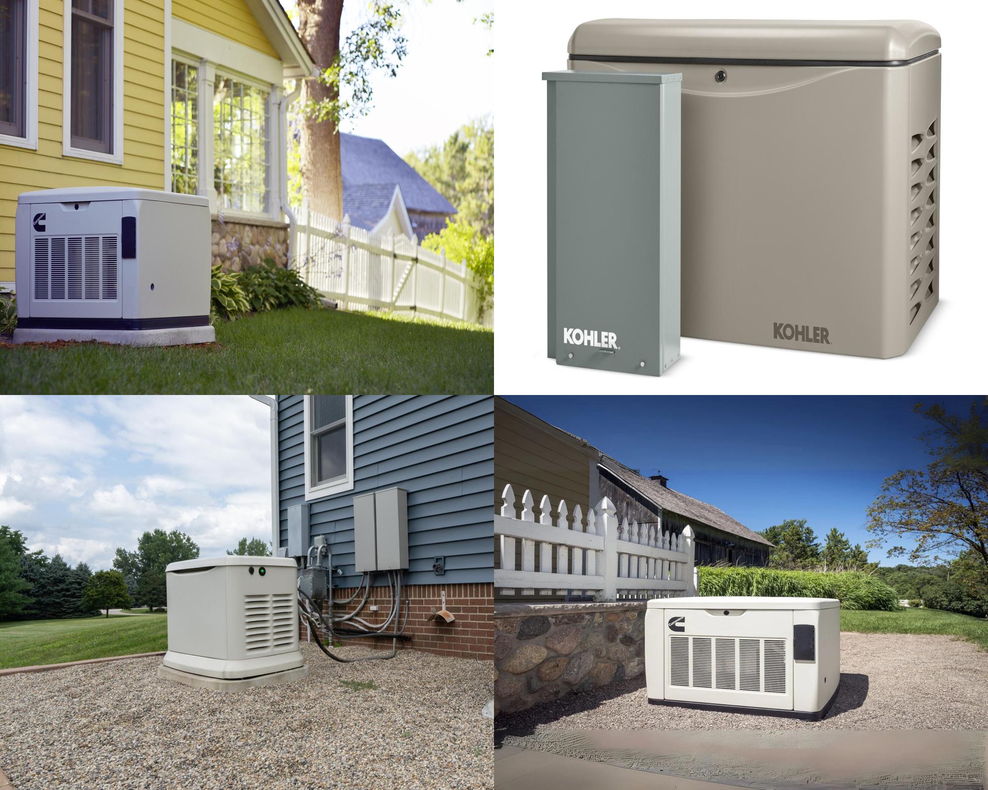 Generac vs Kohler vs Cummins standby generator comparison collage