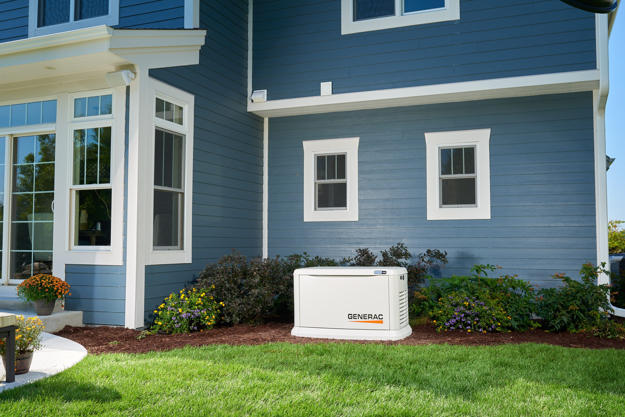 Standby generator installed outside a home