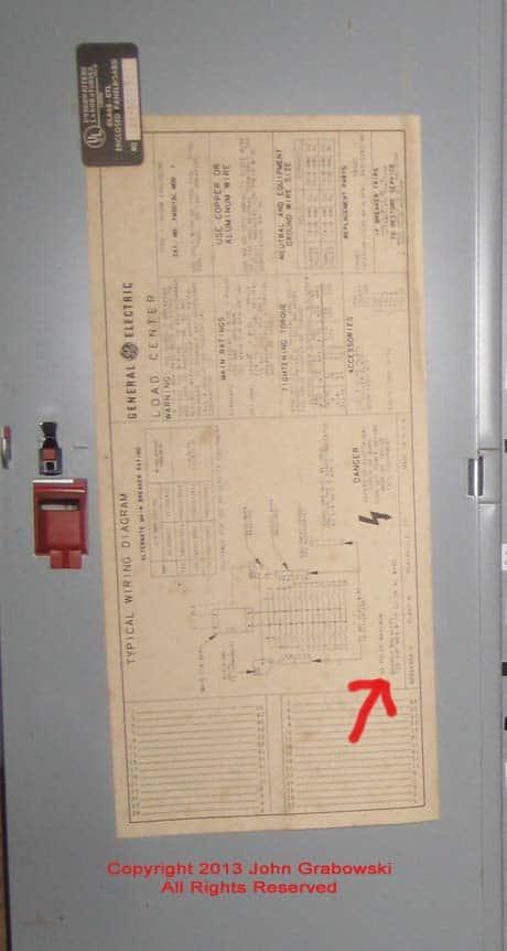GE or ABB residential breaker panel interior
