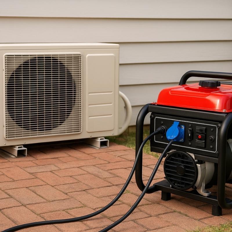 Portable generator powering a home with central air conditioning