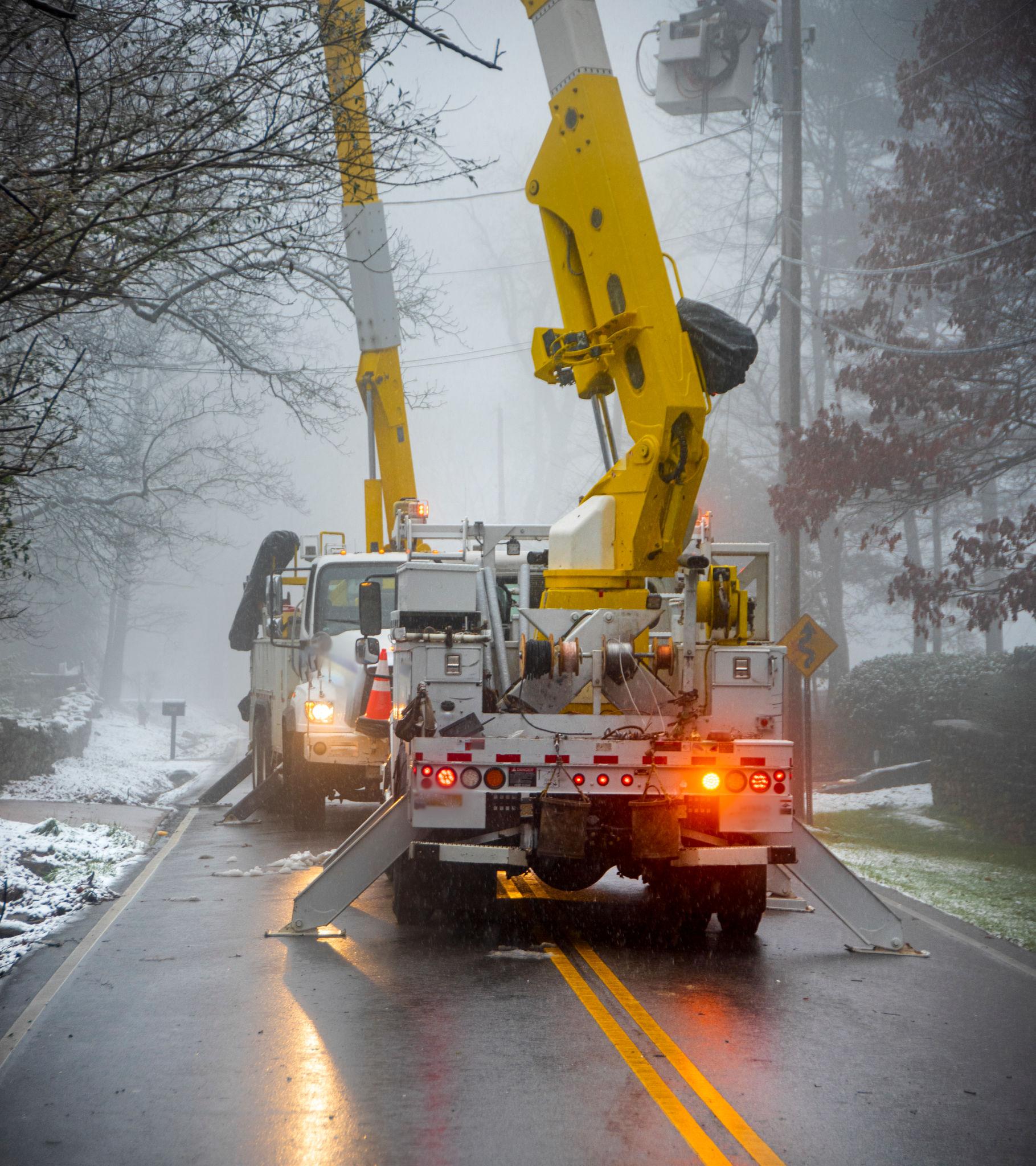 Lineman working overtime during storm restoration