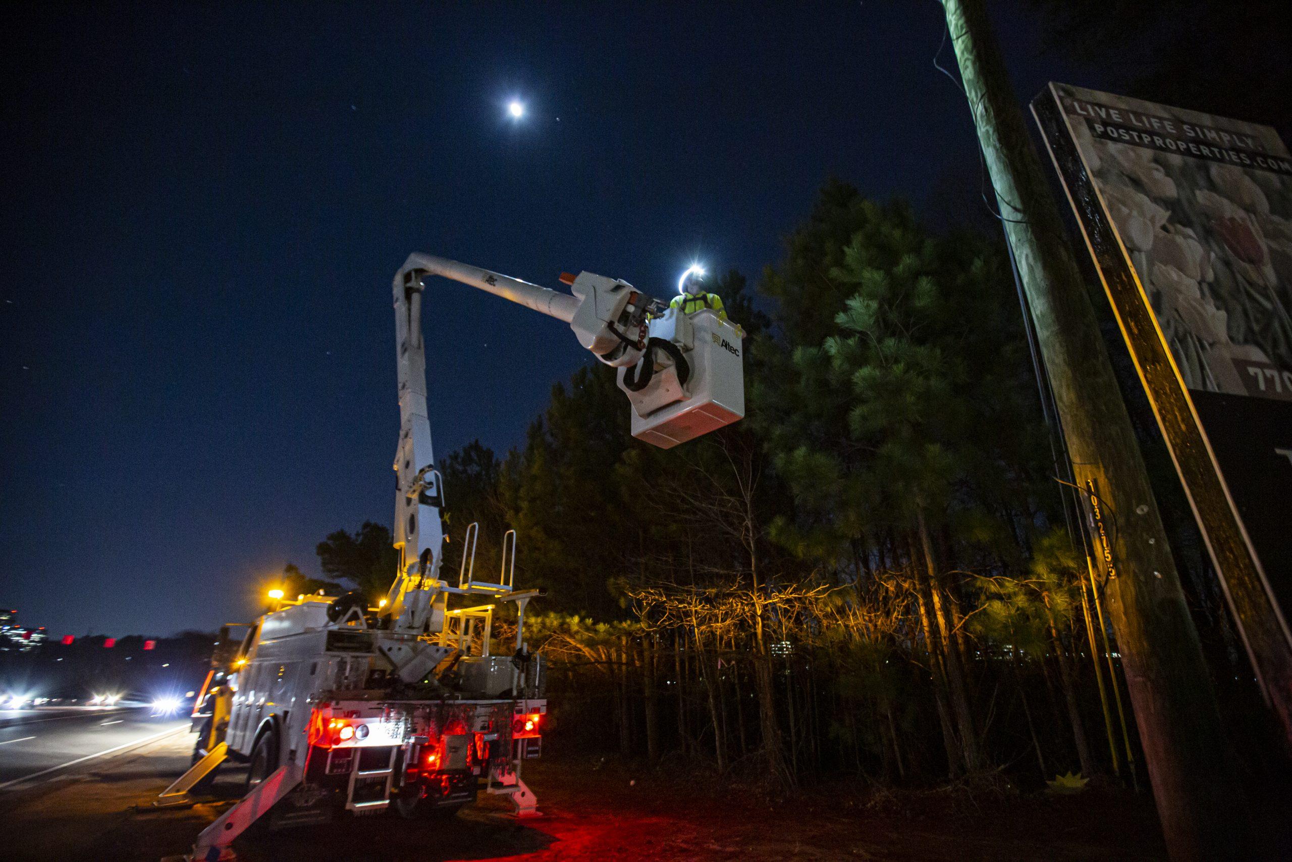 Night shift lineman working overtime