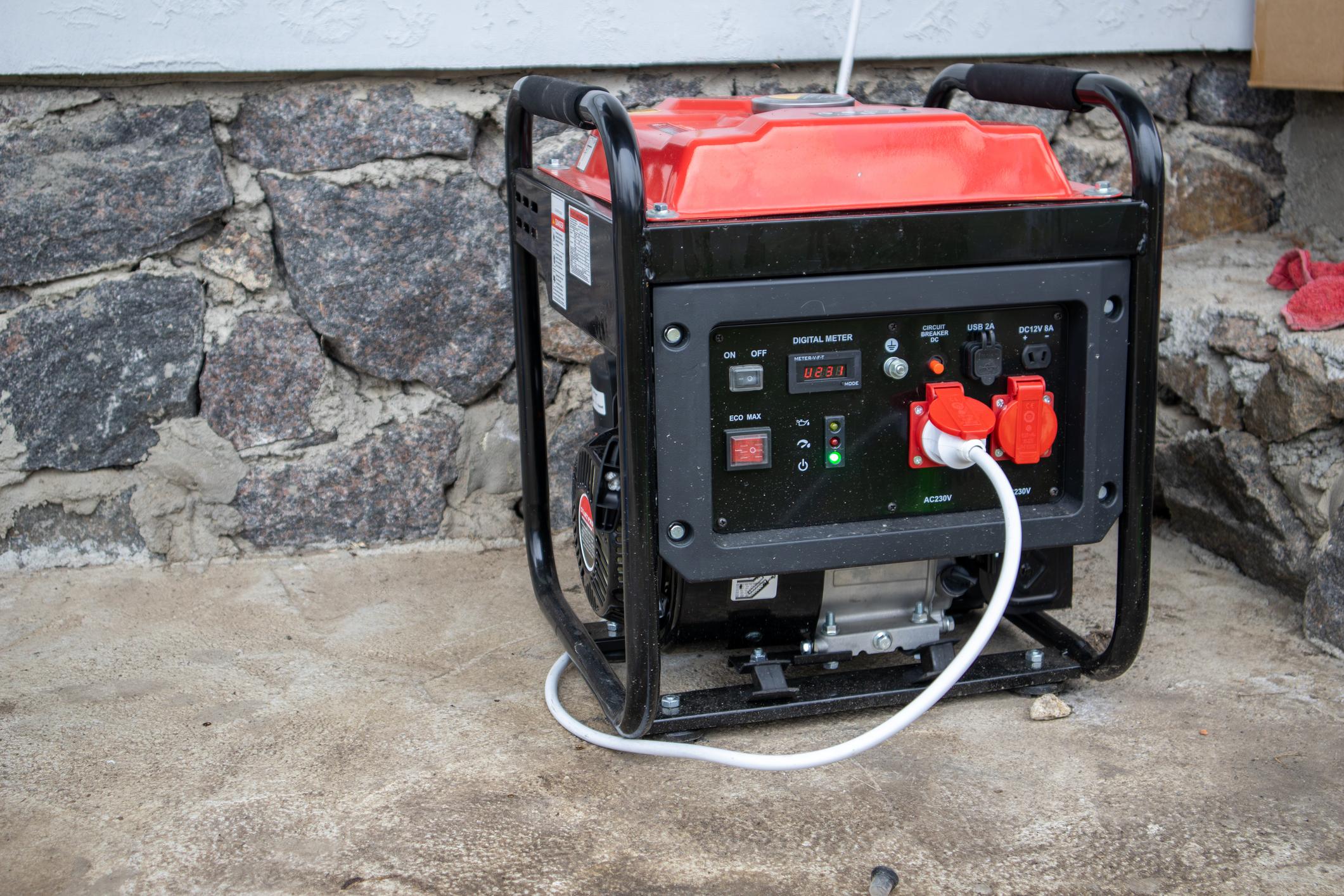 Portable generator powering a home during an outage