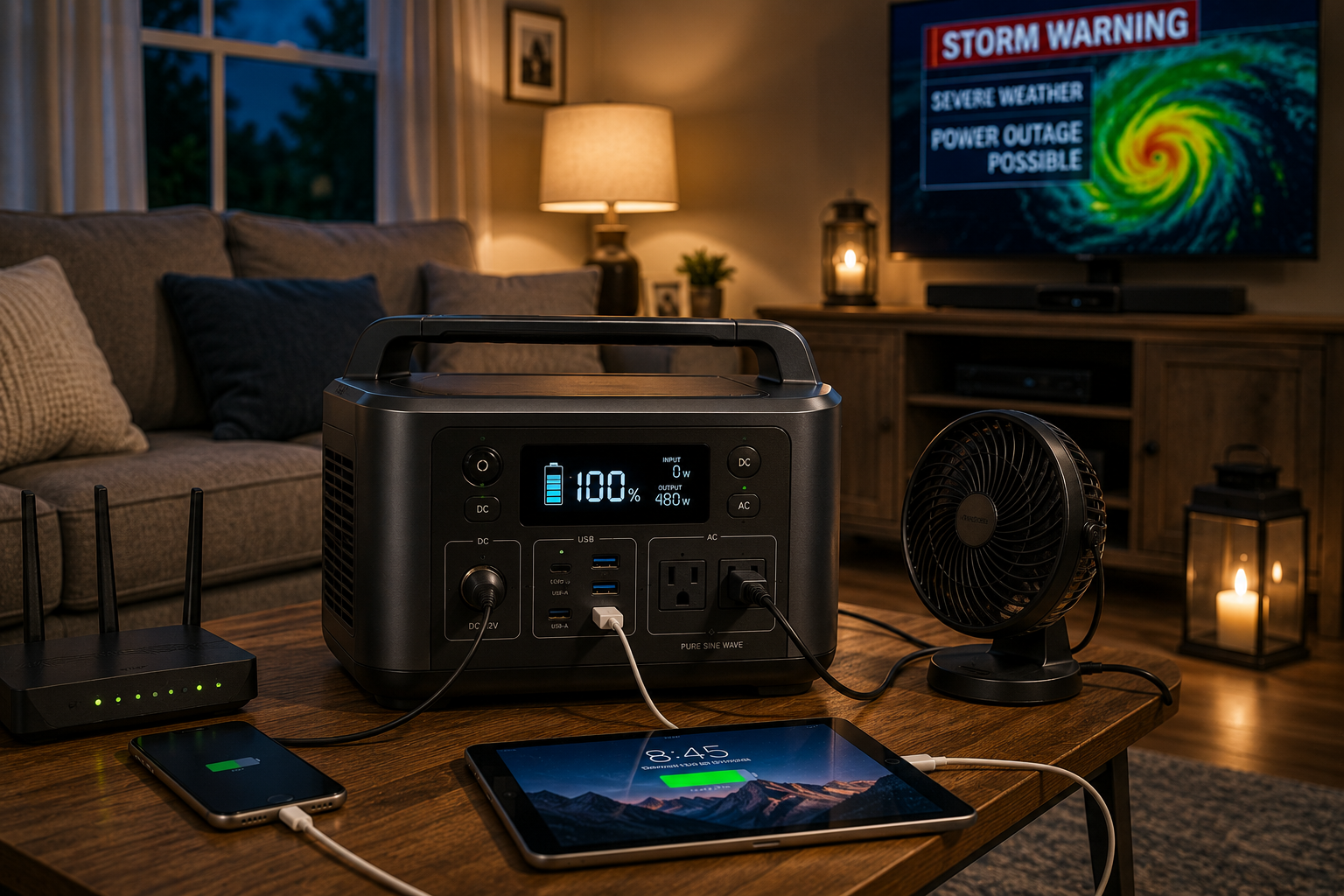 Battery power station indoor backup power