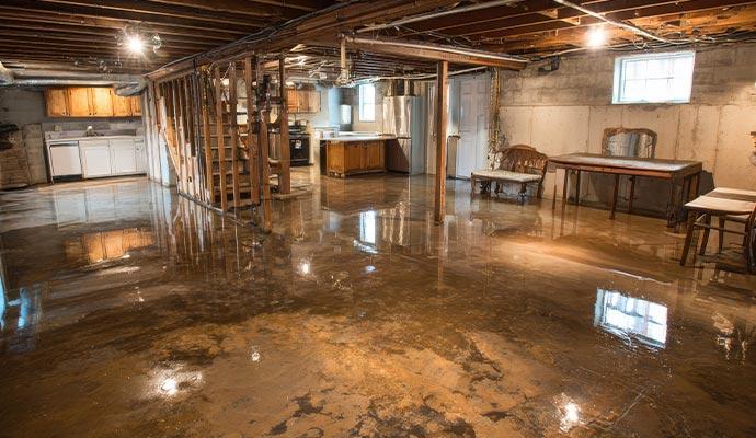 Flooded basement caused by sump pump failure during power outage