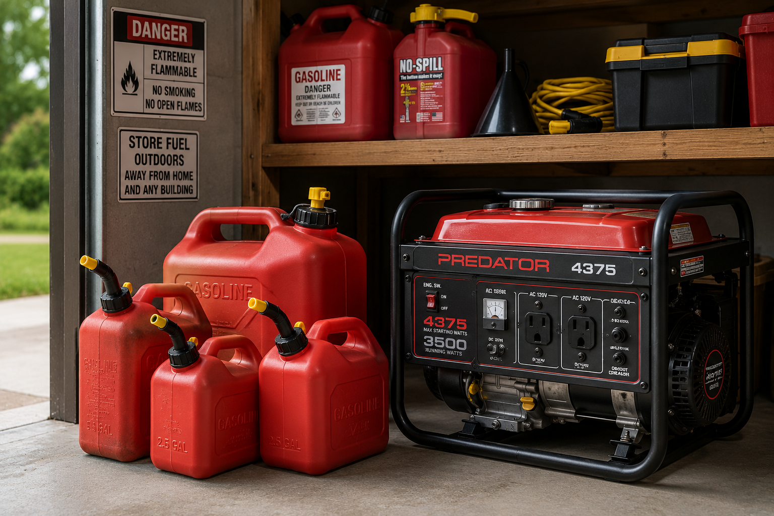 Generator fuel storage containers