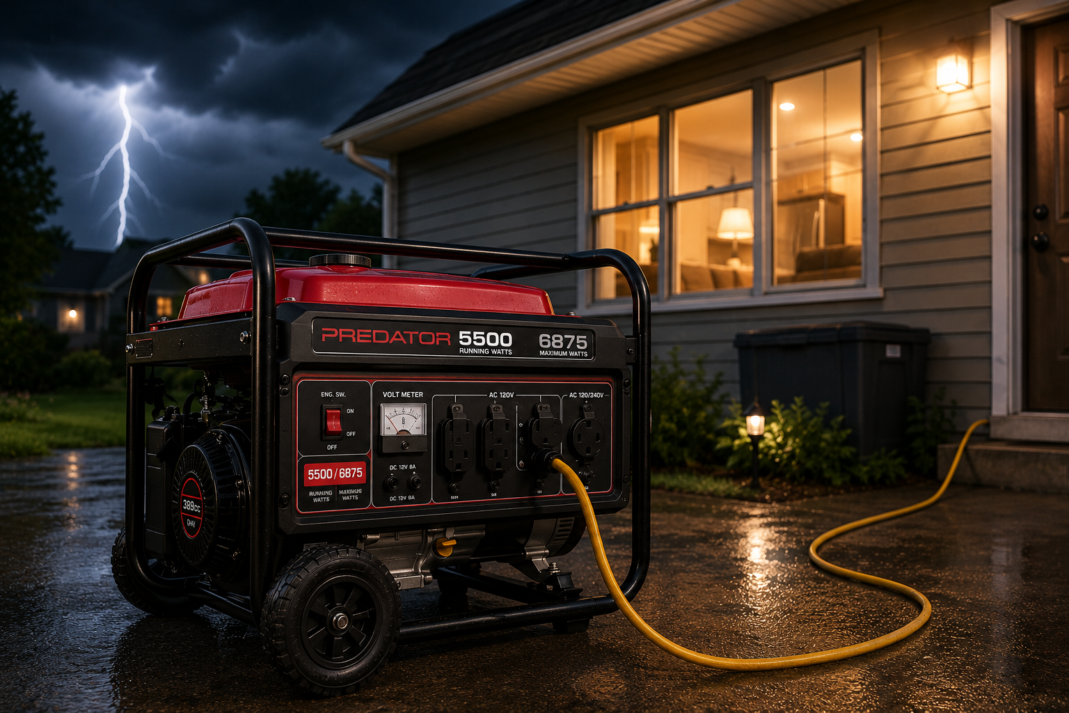 Portable gas generator providing emergency power