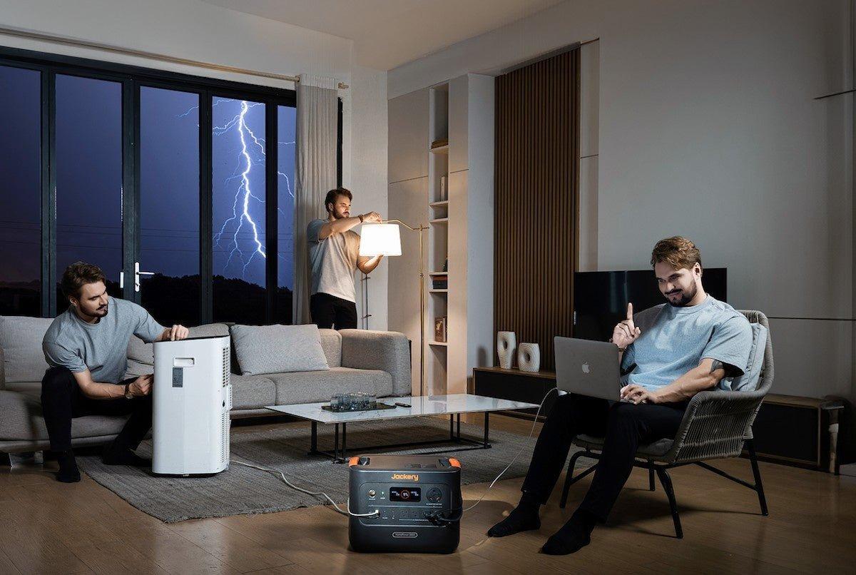 Portable generator supplying emergency power during a home power outage