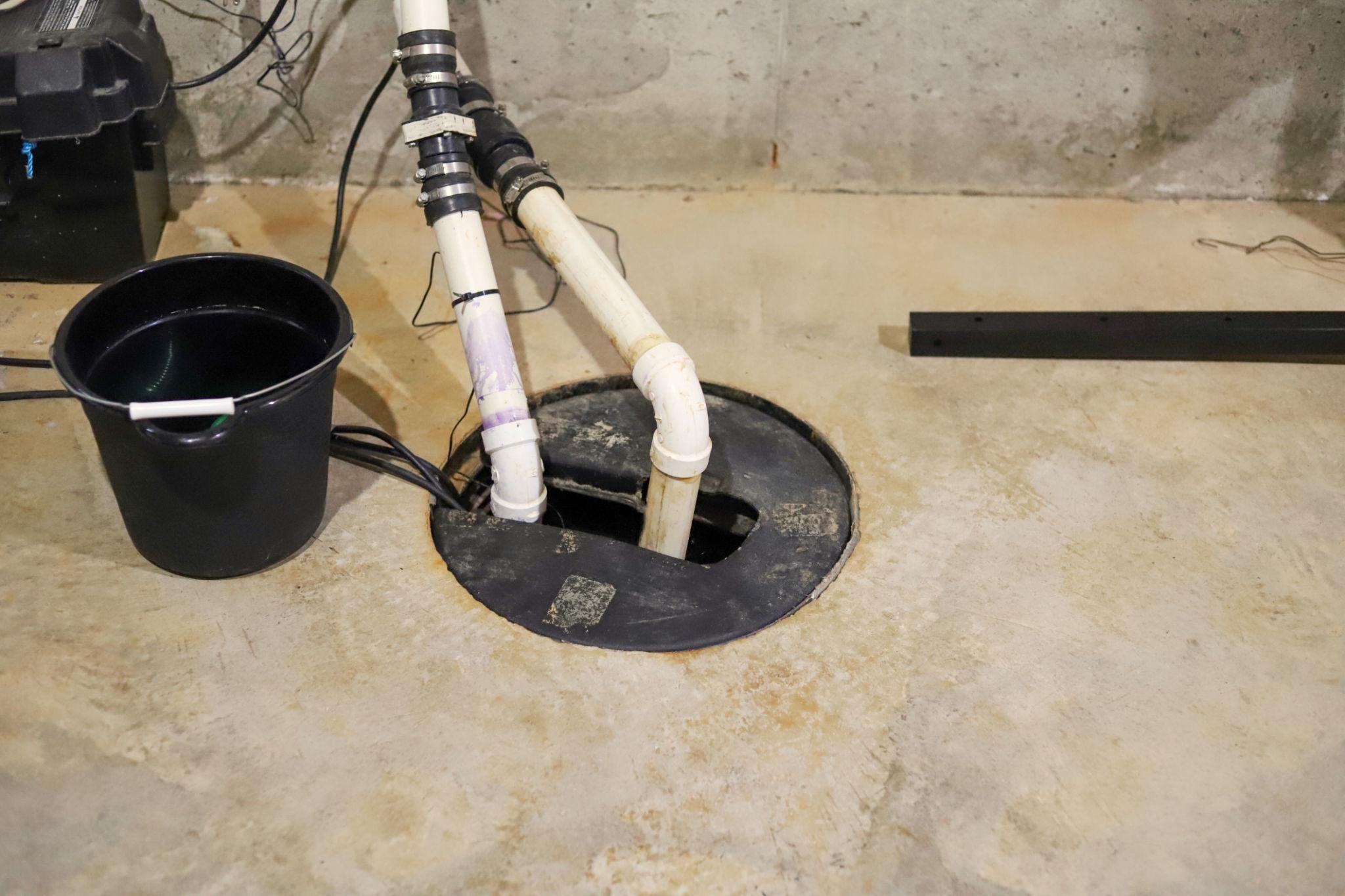 Portable generator powering a sump pump during a storm