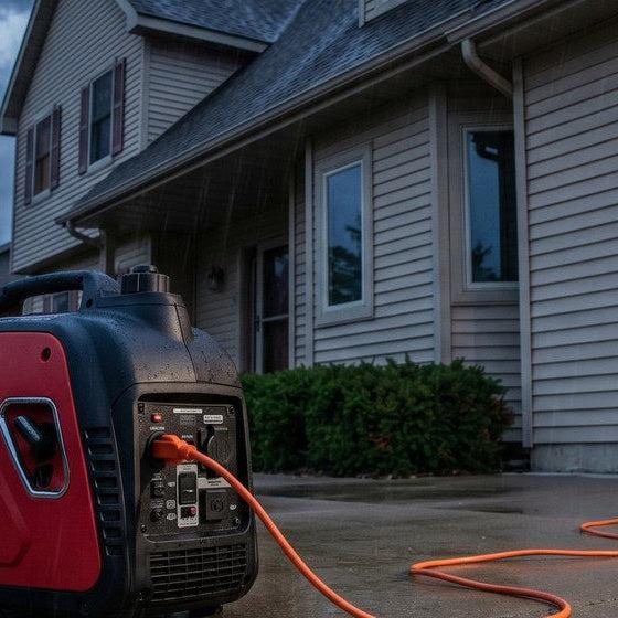 Portable generator supplying backup power to a sump pump