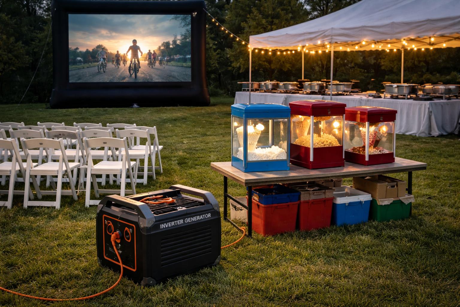 Portable generator supporting tailgating outdoor events and food trucks
