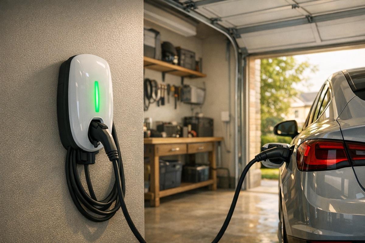 Level 2 EV Charger Power Requirements Residential Level 2 electric vehicle charger representing a large continuous household load