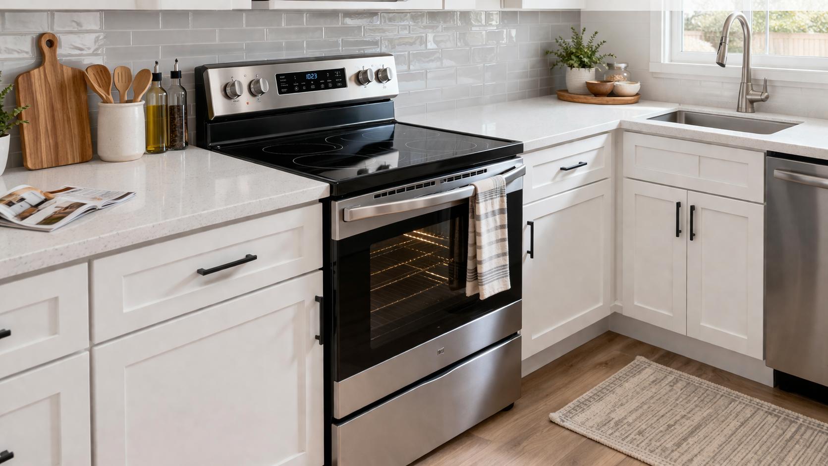 Electric Range and Oven Power Usage Modern electric range and oven representing a high-wattage cooking appliance